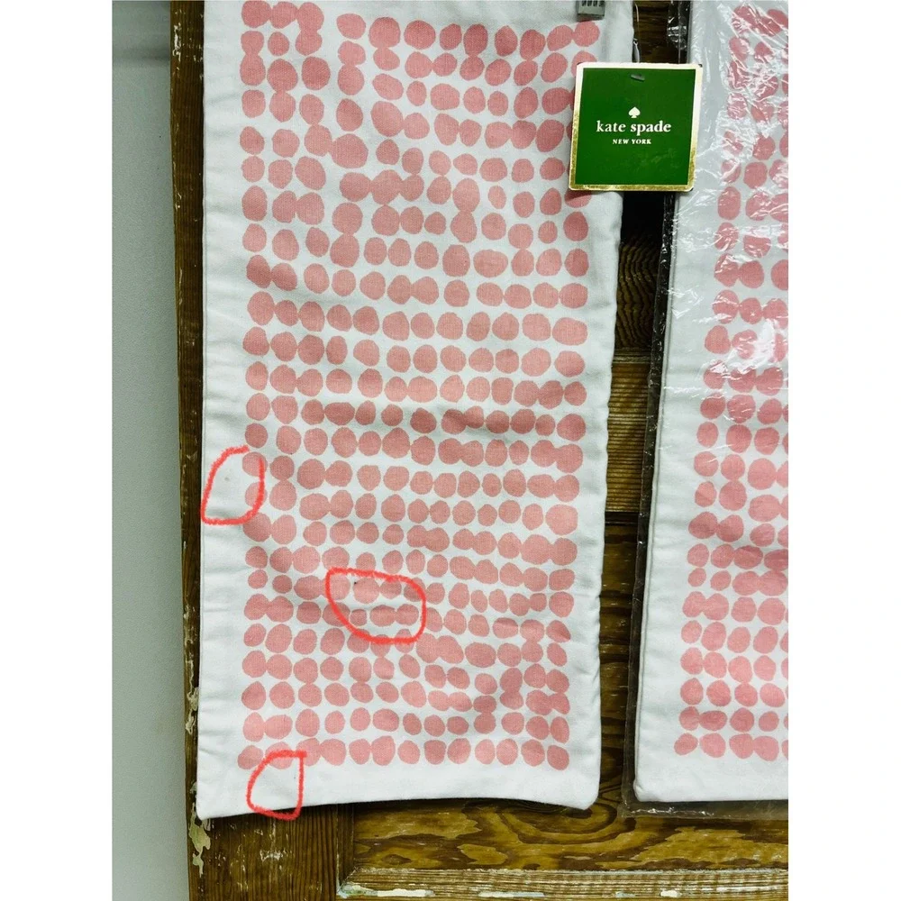 Kate Spade Pillow Covers 10x20 Ikat Dot Stamp Blush Pink White Set of 2 NEW